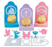 Kit de 9pcs Matrices de Découpe Scrapbooking Dies Cutting Pochoirs Croix Papillon Poisson Bateau Ange Pigeon Ensemble de Matrices Album Décoration DIY pour Artisanat Baptême Fête Anniversaire