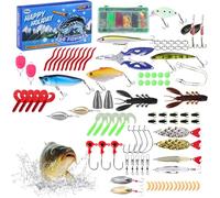 Kit de Appâts de Pêche,Leurres pour Brochet - 101 Pièces Accessoires Poissons Leurres Crevettes pour Eau Douce Eau Salée Rivière Lac Étang Côtier