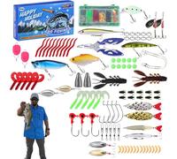 Kit de Appâts de Pêche - Matériel Eau Douce | 101 Pièces Accessoires Poissons Leurres Crevettes pour Eau Douce Salée Rivière Lac Étang Côtier