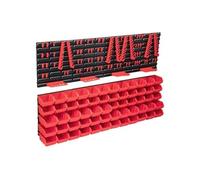 VidaXL Kit de bacs de stockage et panneaux muraux 136pcs Rouge et noir