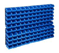VidaXL Kit de bacs de stockage et panneaux muraux 128 pcs Bleu et noir
