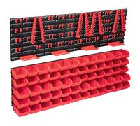 VidaXL Kit de bacs de stockage et panneaux muraux 136pcs Rouge et noir