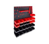 vidaXL Kit de bacs de stockage et panneaux muraux 29 pcs Rouge et noir Noir G