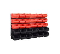 Kit de bacs de stockage et panneaux muraux 32 pcs rouge et noir Noir et rouge G