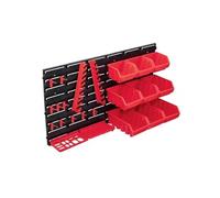 vidaXL Ensemble de 34 récipients pour petites pièces avec plaques murales rouge noir