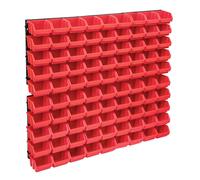 Kit de Bacs de Stockage et Panneaux Muraux 96 pcs Rouge et Noir Garage vidaXL