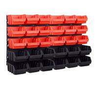 vidaXL Kit de bacs de stockage et panneaux muraux 32 pcs Rouge et noir Multicolore G