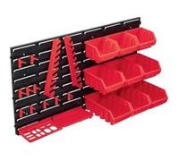 Kit de bacs de stockage et panneaux muraux - vidaXL - 34 pcs - Rouge et Noir - 9 Compartiments - Plastique Rouge G