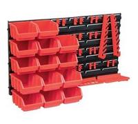 Kit de bacs de stockage et panneaux muraux - vidaXL - 39 pcs - Rouge et Noir - 14 compartiments - Plastique Rouge G