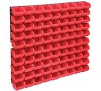 Kit de bacs de stockage et panneaux muraux - vidaXL - 96 compartiments - Rouge et Noir Rouge G