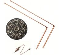 Kit de baguettes de sourcellerie en cuivre à 99,9% avec 1 pendule en cuivre - Baguettes de divination avec boîte, chasse aux fantômes, divination de l'eau, chasse aux esprits, trouver l'énergie ou des