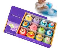 Kit de bain moussant, 12 boules de sel de douche parfumées, bombes de sel de bain moussantes avec amusants, bain hydratant pour la relaxation, kit de spa avec ingrédients adoucissants, ensemble
