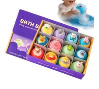 Kit de bain moussant, 12 boules de sel de douche parfumées, bombes de sel de bain moussantes avec jouets amusants, bain hydratant pour la relaxation, kit de spa avec ingrédients adoucissants, ensemble