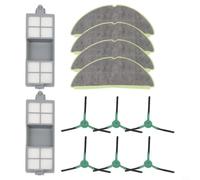 Kit de balai à brosse latérale pour Roomba 205 DustCompactor | Nylon, plastique, microfibre, papier filtre, facile à installer, 2 filtres, 4 serpillères, 6 brosses latérales