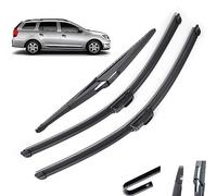 Kit de balais d'essuie-glace avant et arrière compatible avec Dacia Renault Logan MK2 MCV 2013-2015 pare-brise 22"+20"+12"