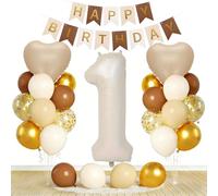 Kit de ballons décoratifs pour 1er anniversaire, 100 cm, ballons en aluminium bleus et blancs, à confettis, guirlande Happy Birthday, guirlande de fête prénatale, décoration d'anniversaire d'enfant