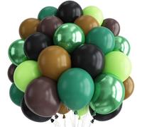 Kit de ballons rétro en latex vert et marron, camouflage foncé, vert métallisé, marron citron, noir pour garçon, jeu vidéo sur le thème de la jungle, anniversaire, fête prénatale, armée, dinosaures