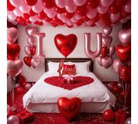 Kit de ballons romantiques « I Love You » rouge et rose avec cœur rose et ballons en mylar rouge pour décorations d'hôtel, Saint-Valentin, fête d'anniversaire de mariage