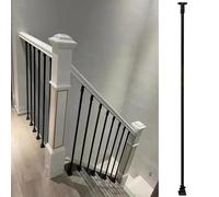 Kit de balustres carrés modernes en fer forgé for escalier intérieur, avec poteau de départ et main courante en bois.(Metal Baluster Height 100cm)