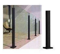 Kit de balustres en acier inoxydable - Poteau de garde-corps carré en verre noir 304 pour escaliers, kit de balustrade en verre de sécurité, utilisation intérieur/extérieur, fentes de 10 à 12 mm