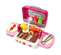 Kit de barbecue d'extérieur pour enfants | Ensemble de barbecue de cuisine pliable avec bruit de brouillard et lumière | Imaginez des jouets de cuisine | Pour les filles, les voyages
