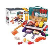 Kit de barbecue pour enfant avec bruit de fumée, lumière et aliments changeants de couleur, kit de jeu interactif pour l'extérieur - Mallette de cuisine pour filles et garçons