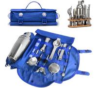 Kit de barman - 20 pièces d'outils de bar professionnels avec sac de bar portable et bandoulière pour les barmen débutants et expérimentés
