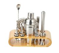 Kit de Barman en Acier Inoxydable 12 pièces avec Support en Bambou, Outils de Bar pour mélanger Les Boissons, kit de mixologie pour Barman