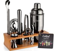 Kit de barman, ensemble de shaker à cocktail avec support, ensemble d'outils de bar pour mélanger les boissons, kit de barman à domicile, chariot