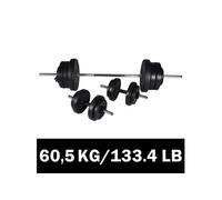 vidaXL Kit de barre d'haltère et 2 haltères 60,5 kg