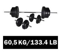 vidaXL Kit de barre d'haltère et 2 haltères 60,5 kg