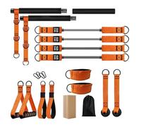 Kit de barre de pilates avec bandes de résistance - Bâton d'exercice de yoga, pôle d'entraînement | Barre de fitness, tonalité du corps, barre de conditionnement de la force, personnel de bande de