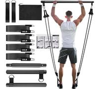 Kit De Barre De Pilates Avec Bandes De Résistance - Équipement De Gym À Domicile Noir