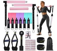 Kit de Barre de Pilates avec Bandes de résistance, équipement d'entraînement Pilates Multifonction pour Homme et Femme, Lot de 3 Bandes d'exercice pour la Maison, la Gym, Le Fitness, Le Yoga, la