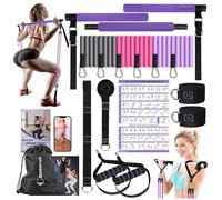 Kit de Barre Pilates Multifonction pour Salle de Gym à Domicile, Ensemble de Bandes de résistance avec poignées, ancrage de Porte et Sangles d'extension - avec Affiche de Fitness et vidéo