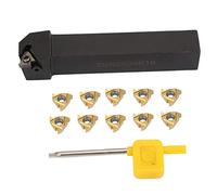 Kit de barres d'alésage et d'inserts pour porte-outil de tour, tige carrée métrique 20 mm x 20 mm SER2020K16 Barre d'alésage CNC + 10 pièces de lame en carbure indexable 16ER avec clé T-15, droite