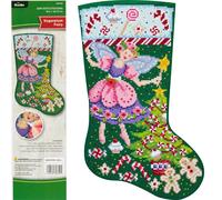 Kit de bas de No l Bucilla 89320E, appliqu en feutre, pois et pierres pr cieuses, F e Prune Sucr e, 45,7 cm