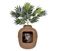 Kit de Base bac à litière caché, jardinière Ronde fermée for Chat avec Fausse Plante, système Filtre Charbon ventilé Capuchon for Les odeurs(Seagrass Green)