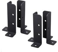Kit de Base de Poteau en Bois réglable Robuste - Balustres de terrasse en Fer Noir Ancrage au Sol for pavillon extérieur, clôture,(4pcs)
