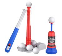 Kit de baseball pour enfants - Jeu de balle de thé - Combinaison de batte de frappe - Aide à la coordination pour l'apprentissage précoce - Jeux de terrain dans la cour pour les petits enfants