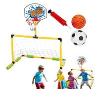 Kit de basket-ball à eau, panier de piscine flottant avec but de football, jouet d'eau portable pour famille, pompe à ballon, ballon de football inclus, idéal pour le jardin, la piscine, 78 x 56 x 48