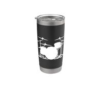 Kit de batterie de batteur Silhouette Minimaliste Illustration Gobelet isotherme en acier inoxydable double paroi