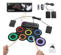 Kit de Batterie Électrique Flexible avec Haut-Parleur, Pad de Percussion Musical Portable, 7 Tampons Instrument Créatif pour Adultes et Enfants Débutants - Multicolore