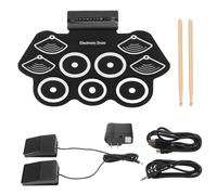 Kit de batterie électronique enroulable, Pad d'entraînement Midi, avec pédales, bâtons, cadeau pour enfants, prise US 100-240V