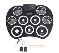 Kit de batterie électronique, pad d’entraînement à la batterie enroulable avec 9 pads en silicone et pédale de pied, pad de batterie électronique portable USB pour studio à domicil