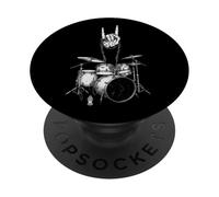 Kit de Batterie pour Amateur de Batteur, Cool, rétro, Vintage, Gothique, Alt métal, Emo PopSockets PopGrip Adhésif