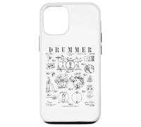 Kit de Batterie Vintage Verni avec Dessin de Batteur Coque pour iPhone 12/12 Pro