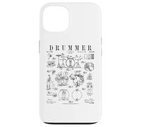 Kit de Batterie Vintage Verni avec Dessin de Batteur Coque pour iPhone 13
