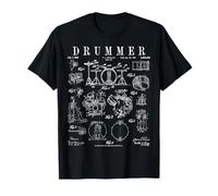 Kit de Batterie Vintage Verni avec Dessin de Batteur T-Shirt