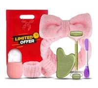 Kit De Beauté Pour Femme Gua Sha Visage Rouleau Massage Ice Roller Brosse Nettoyante Bandeau Démaquillage Accessoires Raffermissants Et Relaxants
